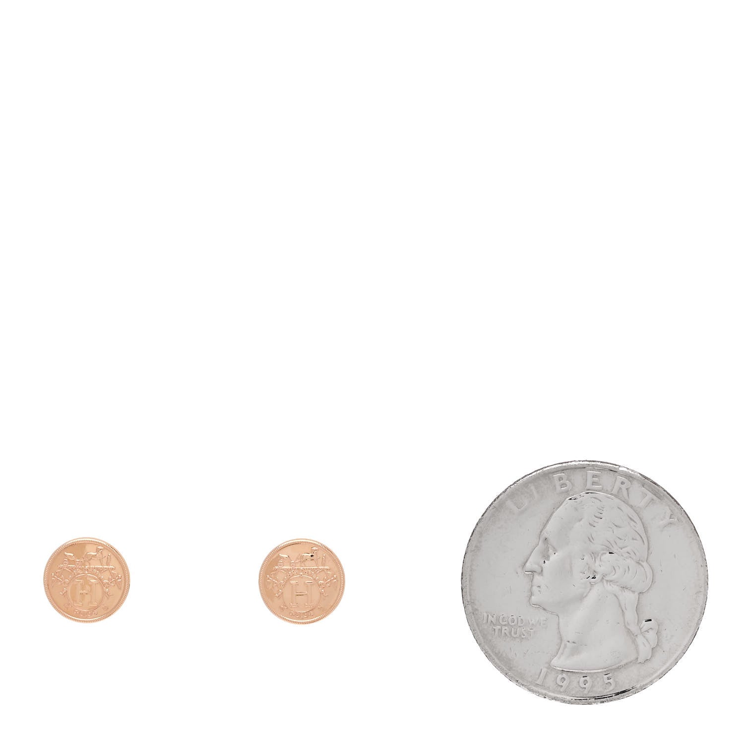 Hermes 18K Rose Gold TPM Ex-Libris Stud Earrings 2 of 5