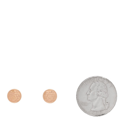 Hermes 18K Rose Gold TPM Ex-Libris Stud Earrings 2 of 5