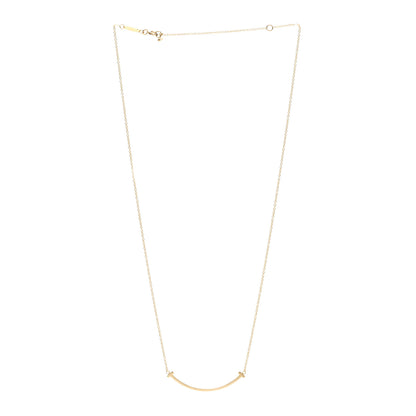 Tiffany 18K Yellow Gold Small T Smile Pendant Necklace 3 of 7