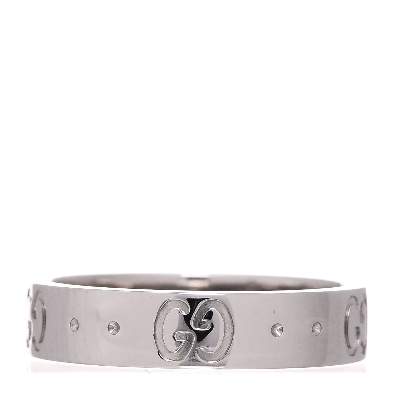 Gucci 18K White Gold 4mm Icon Thin Band Ring 49 4.75 1 of 6