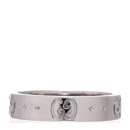 Gucci 18K White Gold 4mm Icon Thin Band Ring 49 4.75 1 of 6