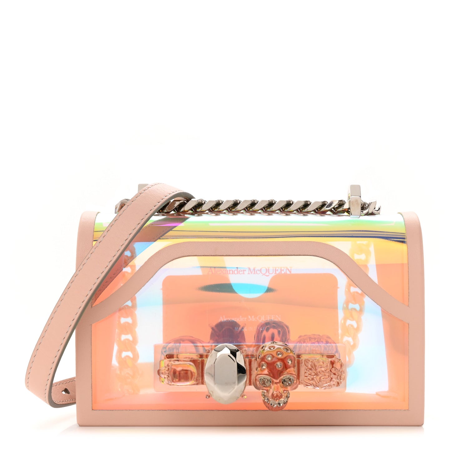 Iridescent PVC Calfskin Mini Knuckle Crossbody