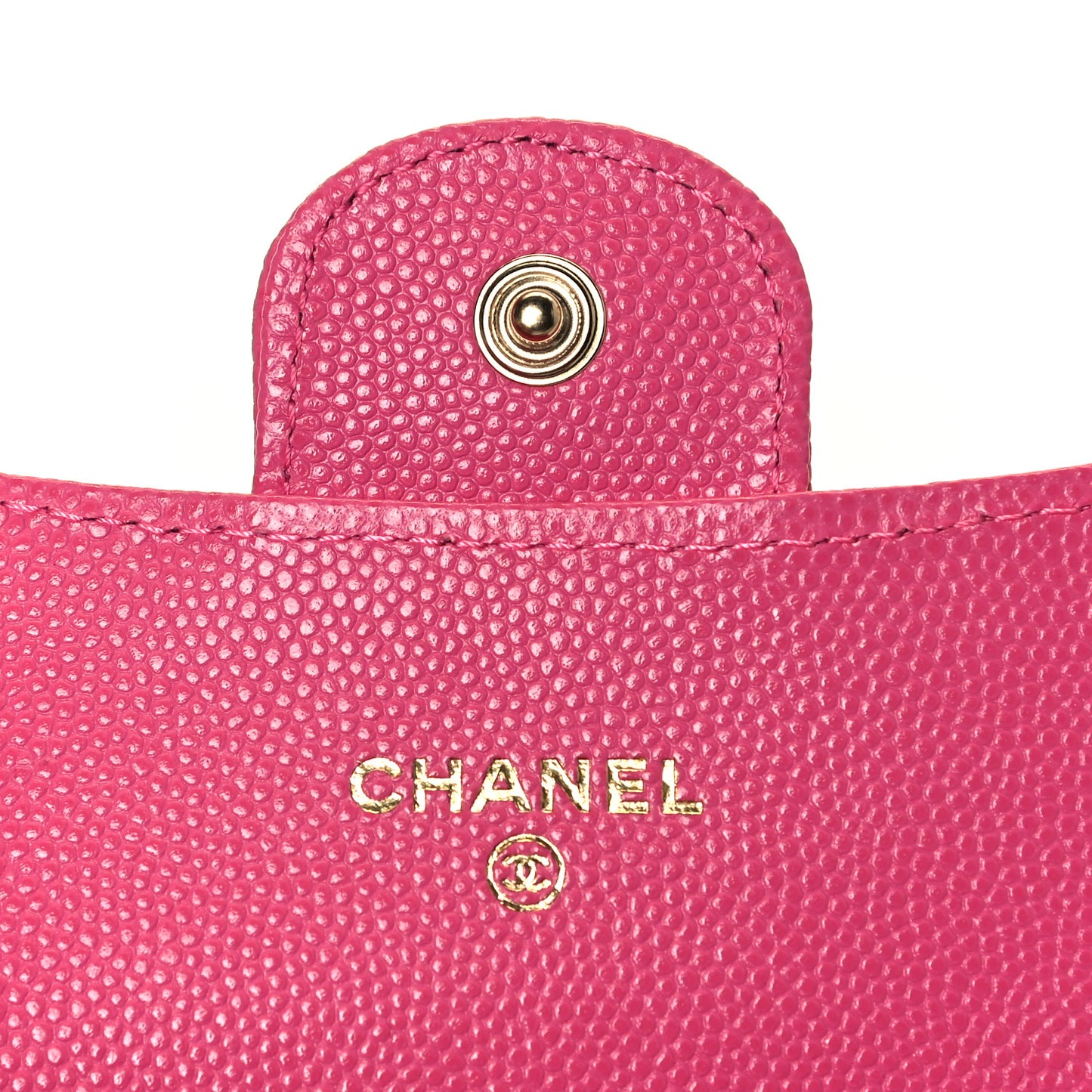 Caviar Quilted Flap Card Holder Wallet Pink