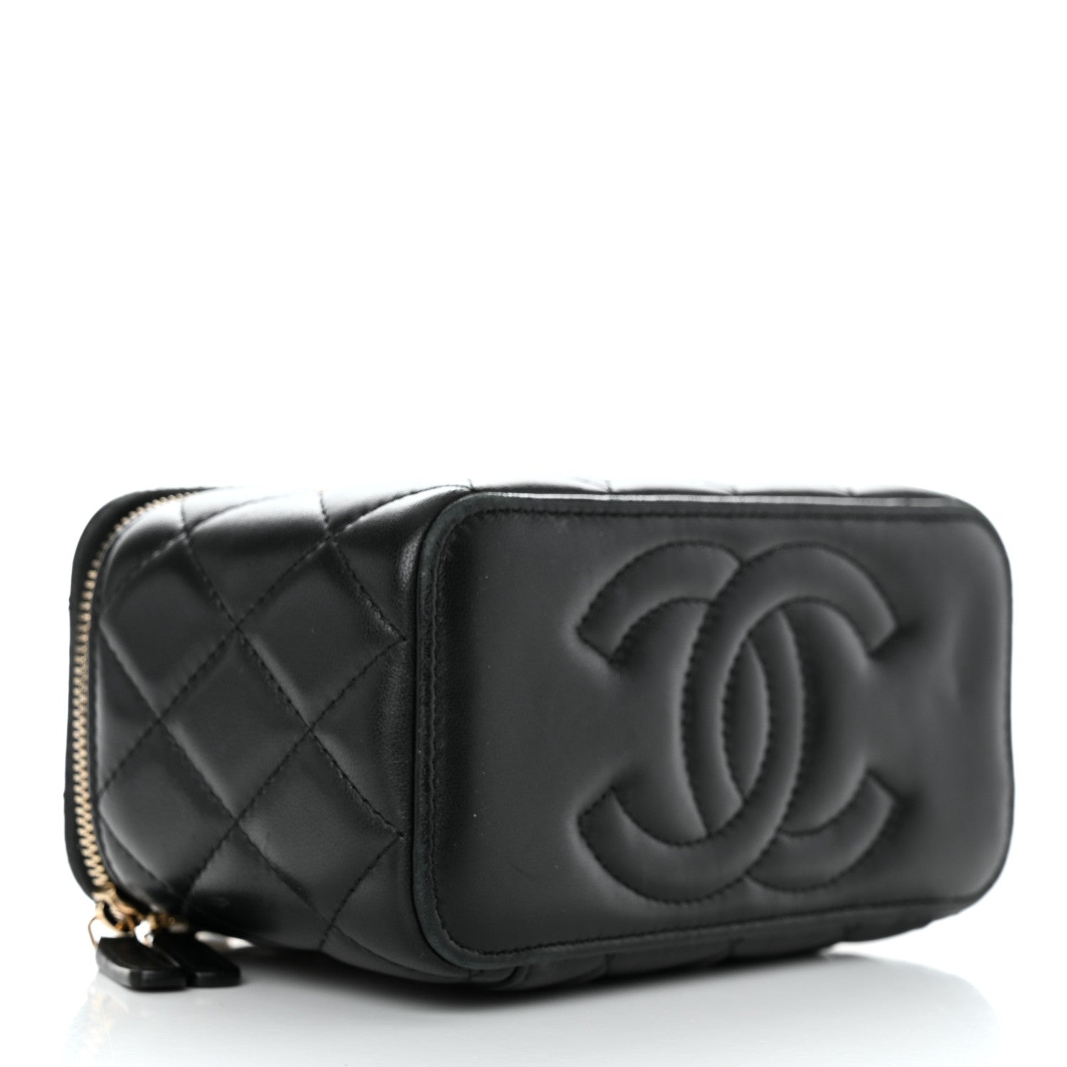 Chanel Lambskin Quilted Small Pearl Crush Vanity Case With Chain Black 4 of 12