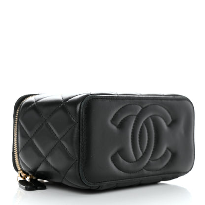 Chanel Lambskin Quilted Small Pearl Crush Vanity Case With Chain Black 4 of 12