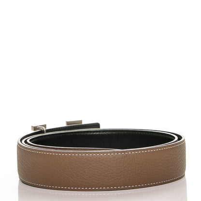Hermes Box Togo 32mm H Belt 95 Black Etoupe 3 of 8