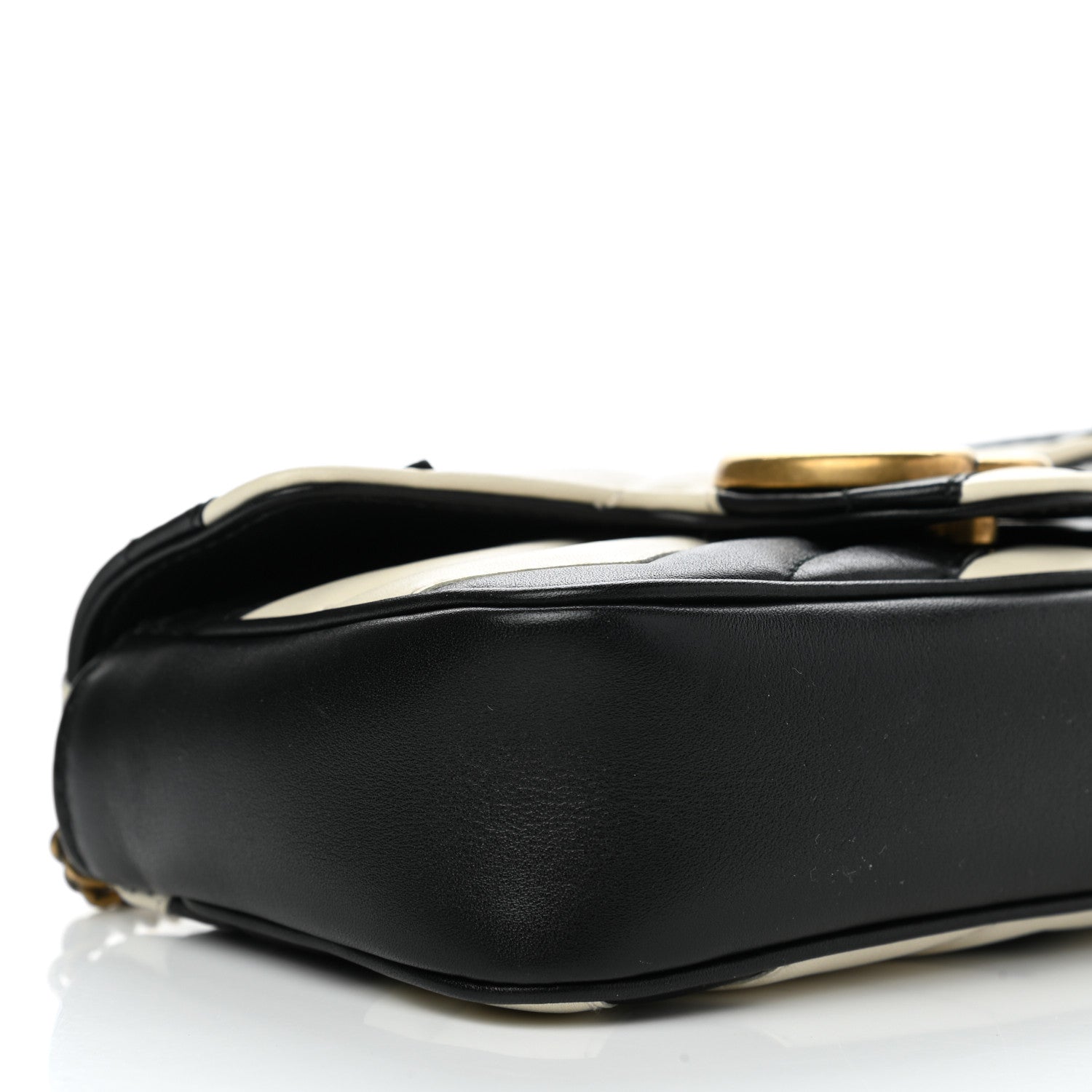Gucci Calfskin Matelasse Super Mini GG Marmont Shoulder Bag Black White 8 of 10
