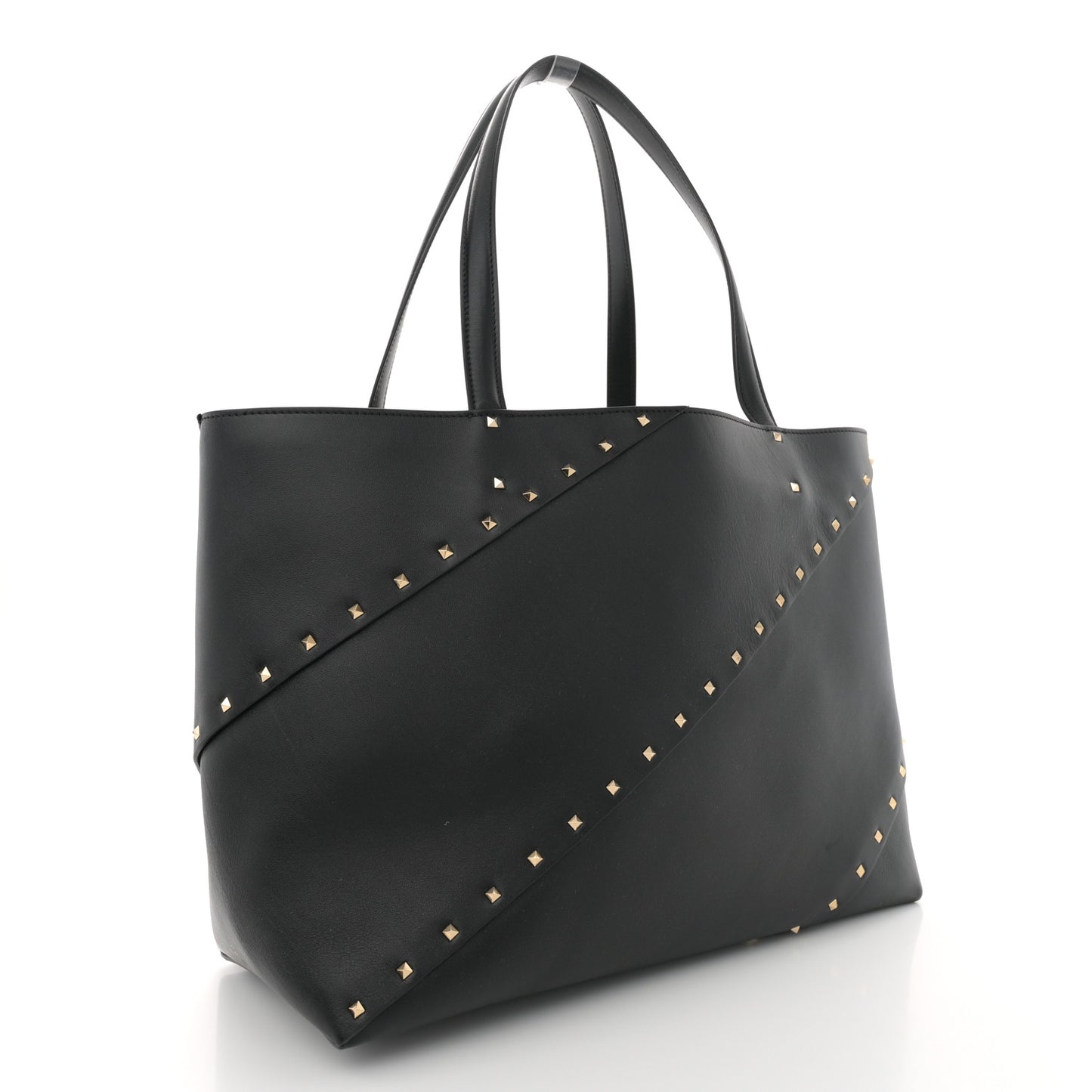 Calfskin Rockstud Large Wispy Tote Black