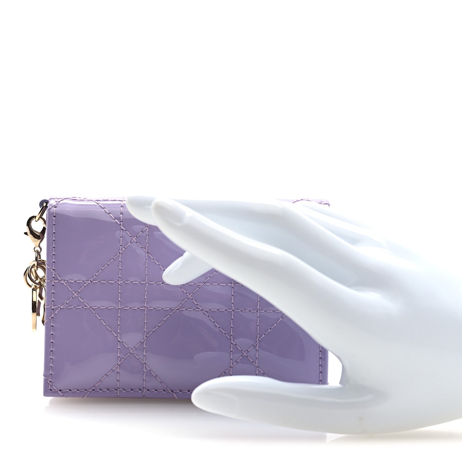 Christian Dior Patent Cannage Small Lady Dior Flap Card Holder