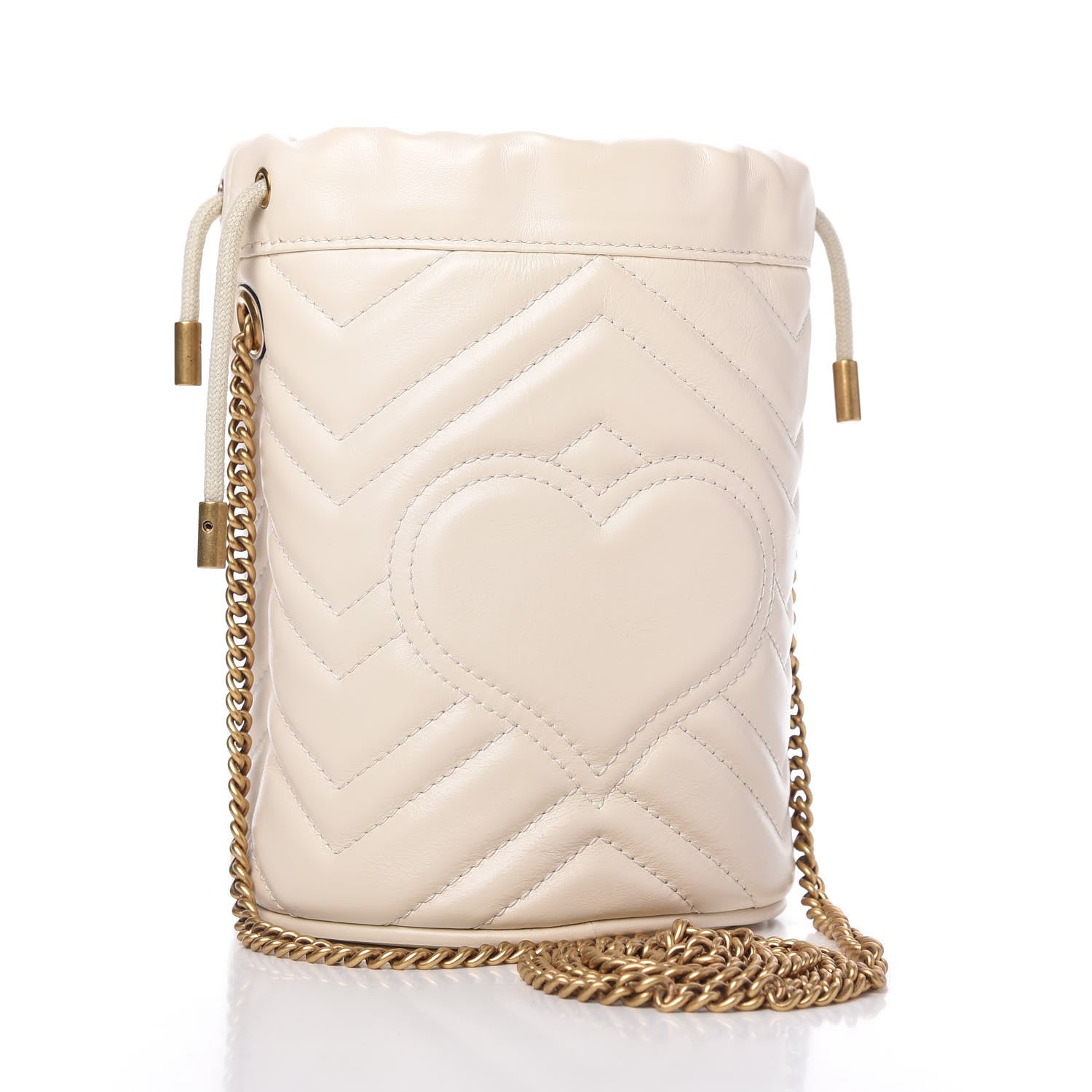 Gucci Calfskin Matelasse Mini GG Marmont 2.0 Bucket Bag White 3 of 11