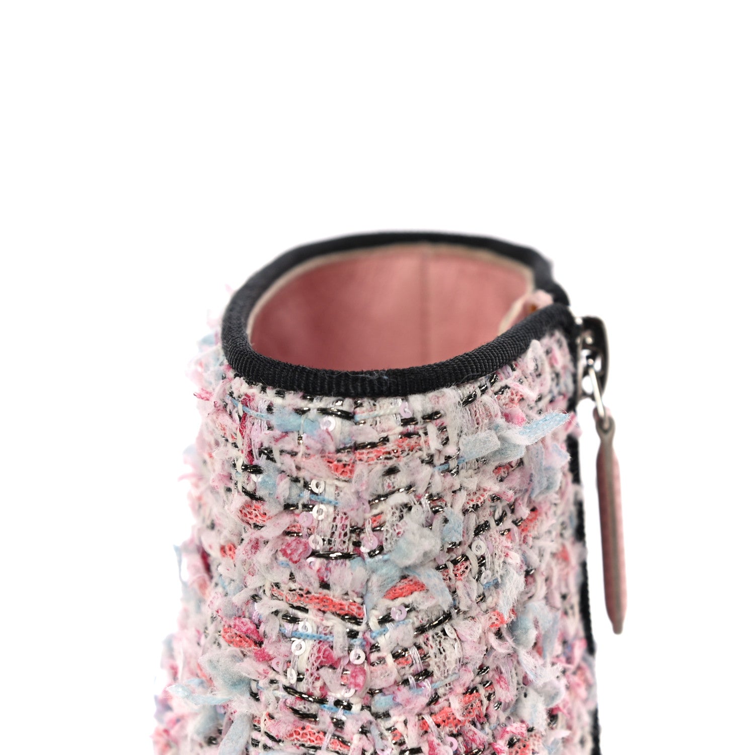 Chanel Tweed Cap Toe CC Short Boots 36 Pink Blue Black 18 of 19
