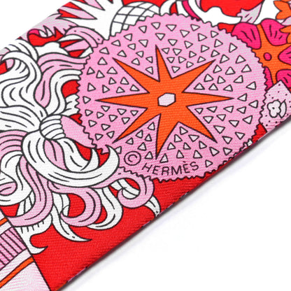 Hermes Silk De l'Ombrelle Aux Duels Twilly Fuchsia Rose Pale 5 of 5