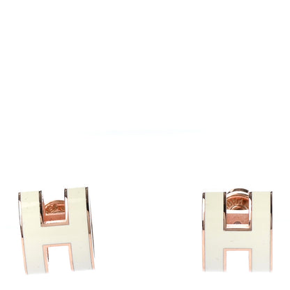 Hermes Gold Lacquered Pop H Earrings Ecru 1 of 5