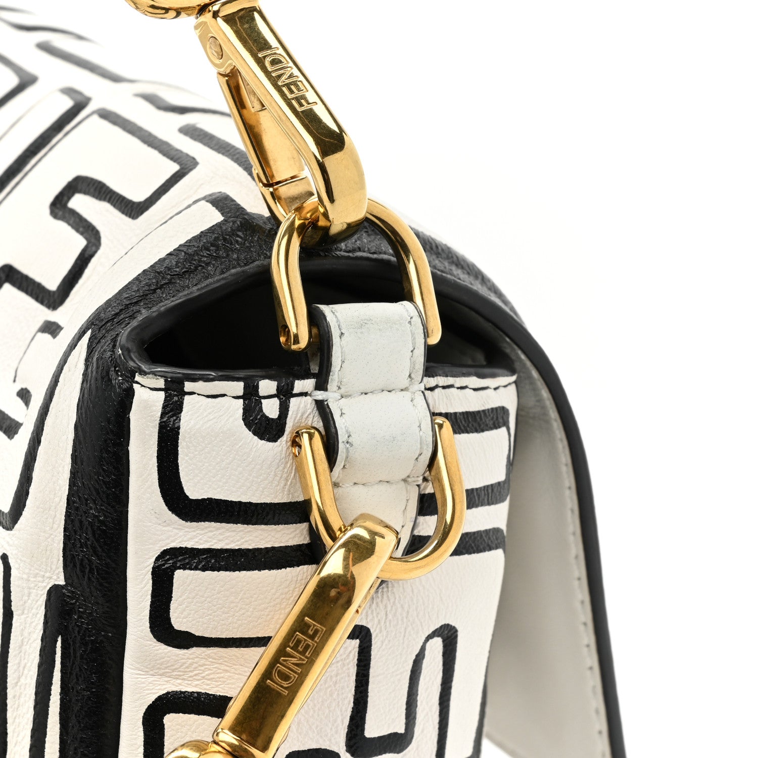 Fendi X JOSHUA VIDES Nappa FF Embossed Baguette White Black 10 of 12