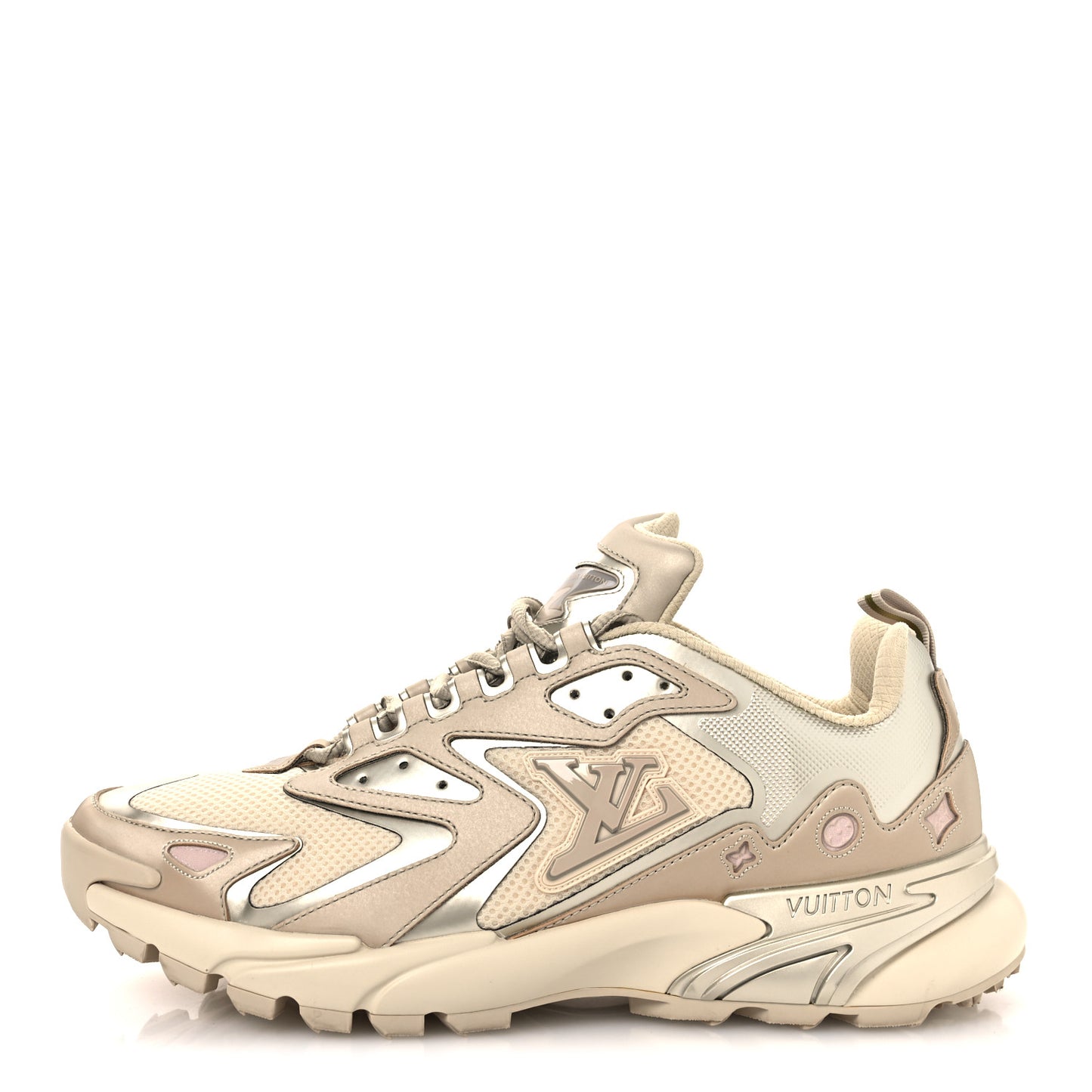 Metallic Canvas Mesh Mens LV Runner Tatic Sneakers 8 Beige