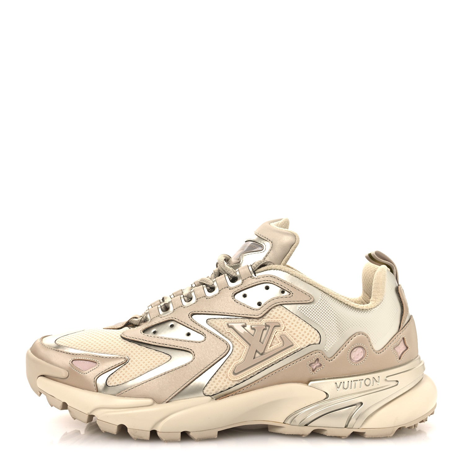 Louis Vuitton Metallic Canvas Mesh Mens LV Runner Tatic Sneakers 8 Beige 1 of 11