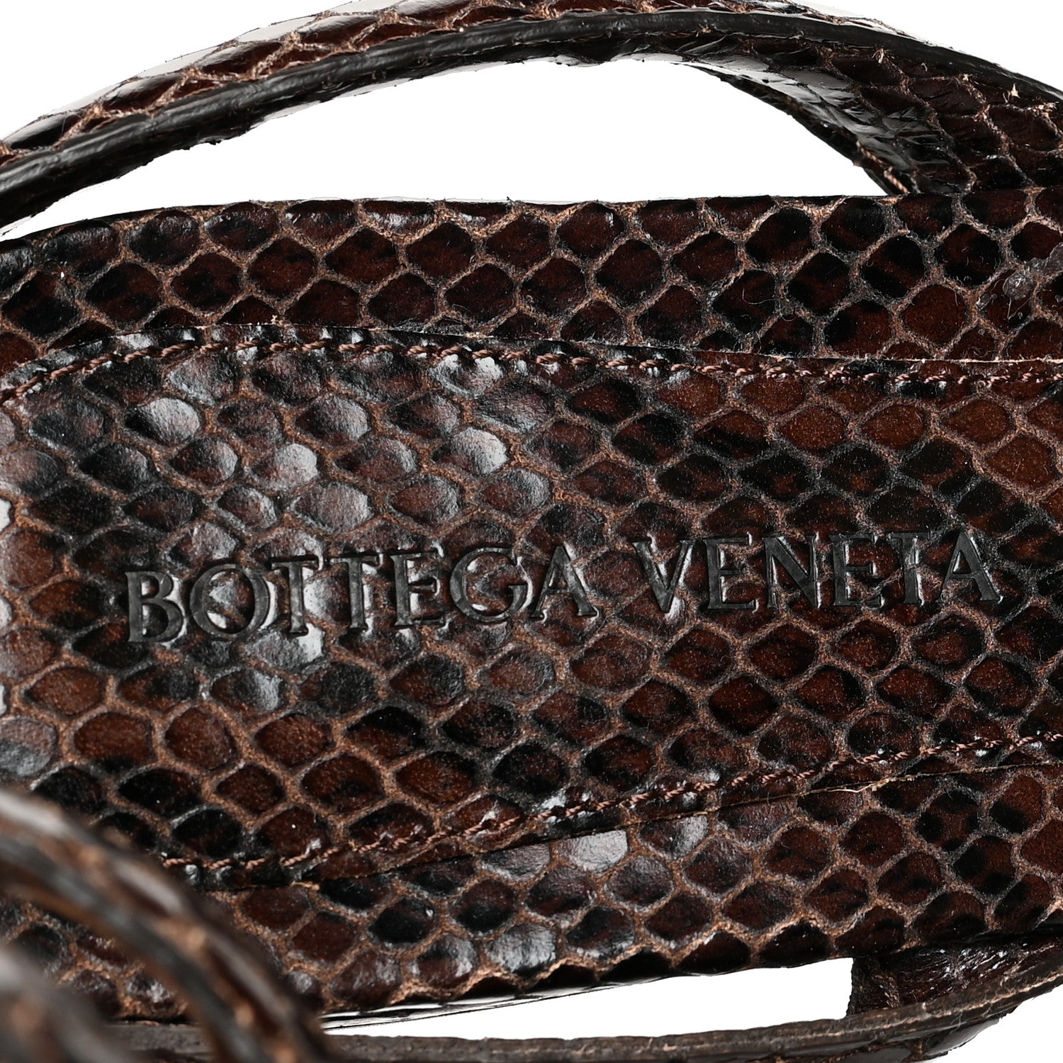 Bottega Veneta Calfskin Python Printed Spiral Flat Sandals 38 Chocolate 7 of 7