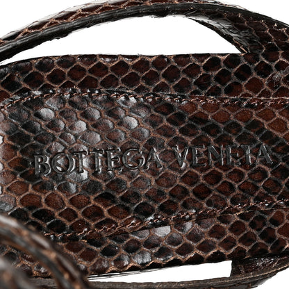Bottega Veneta Calfskin Python Printed Spiral Flat Sandals 38 Chocolate 7 of 7