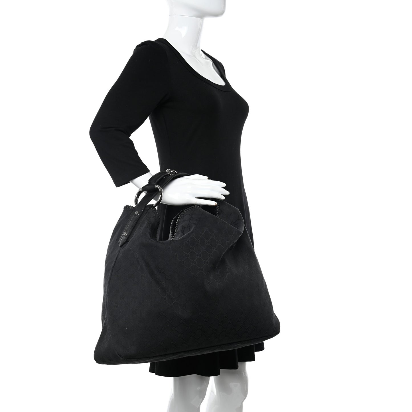 Monogram Large Horsebit Chain Hobo Black