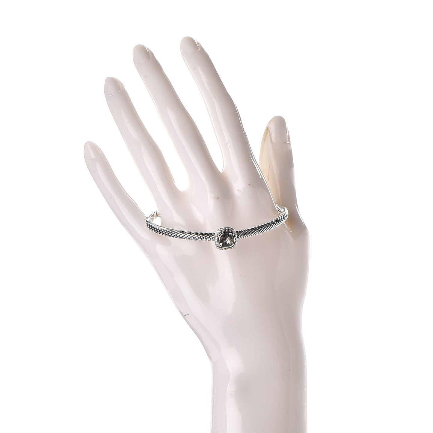 Sterling Silver Diamond Prasiolite 4mm Noblesse Cable Bracelet