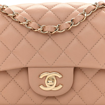 Chanel Lambskin Quilted Mini Rectangular Flap Beige 7 of 10