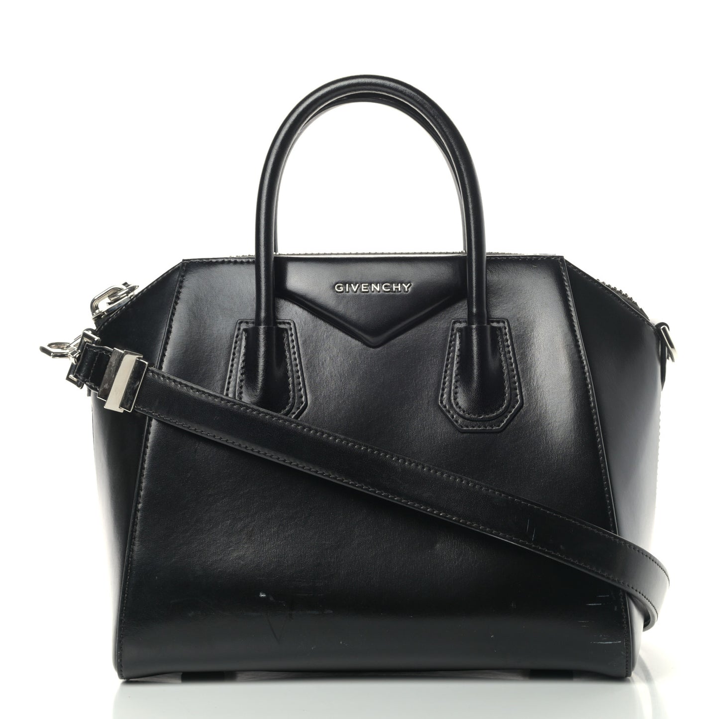 Shiny Lord Calfskin Small Antigona Black