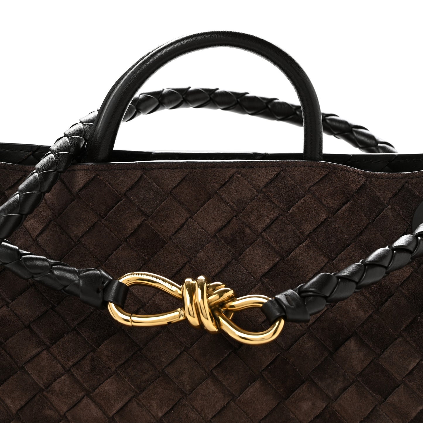 Suede Intrecciato Medium Andiamo Shoulder Bag Fondant