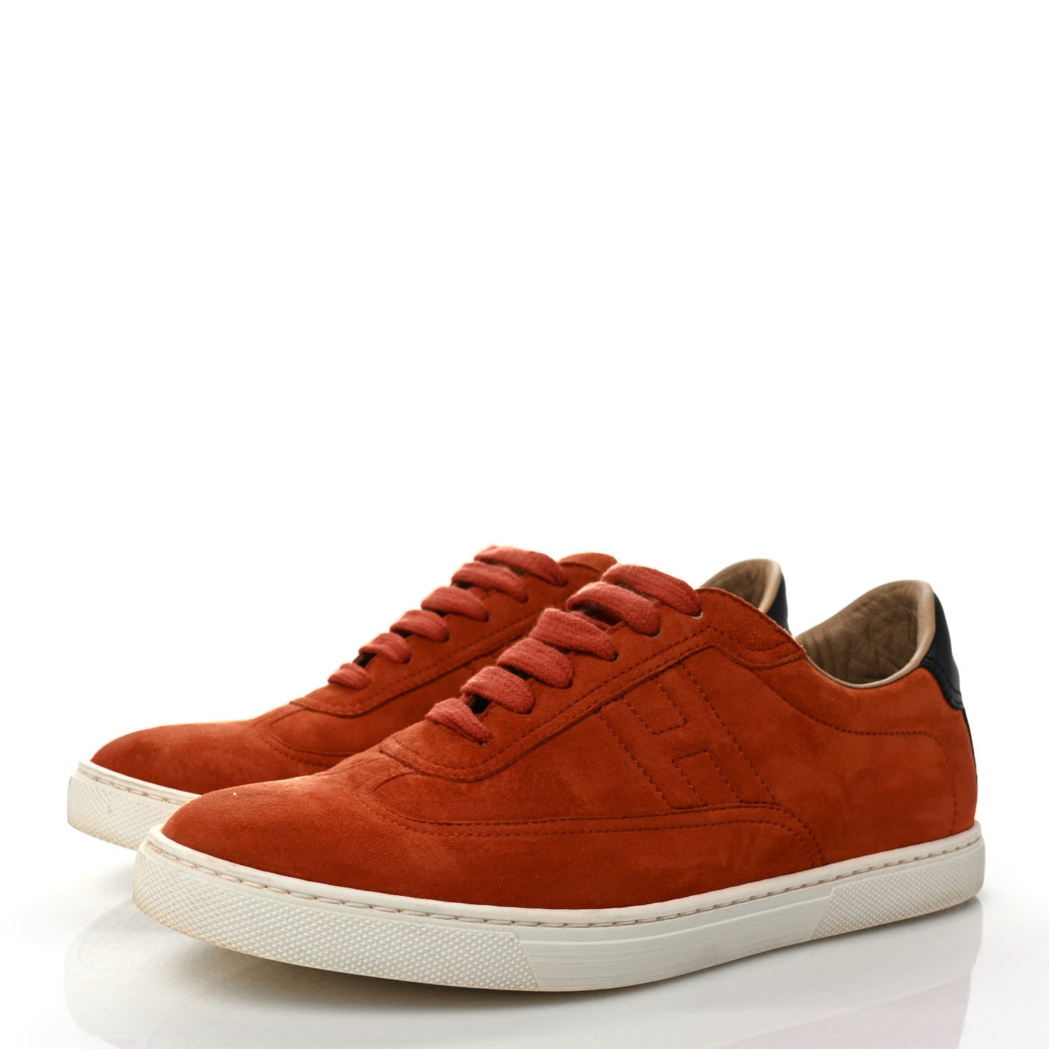 Hermes Chevre Velours Womens Quicker Sneakers 38 Orange Brulee Black 3 of 10