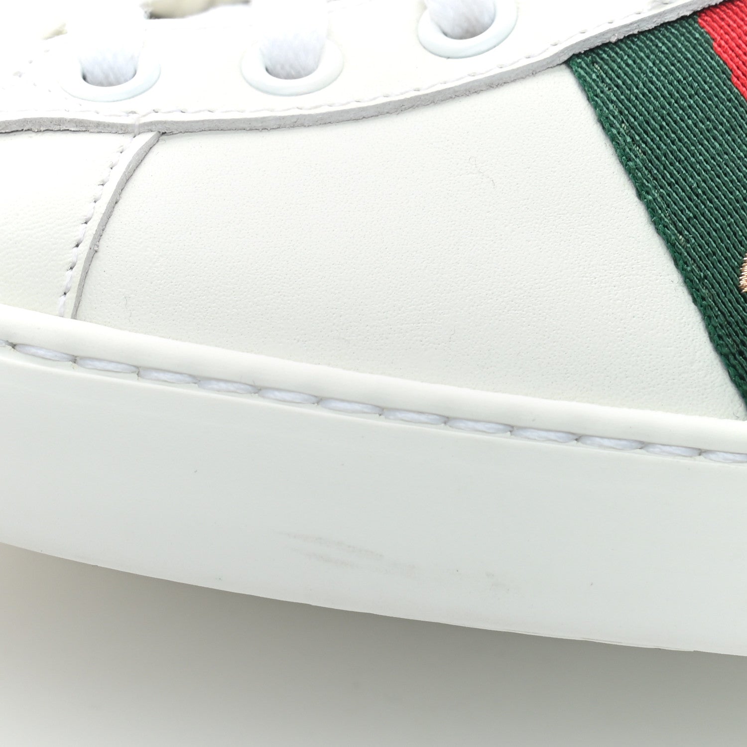 Gucci Calfskin Ayers Bee Embroidered Womens Ace Sneakers 37.5 White Green 9 of 9