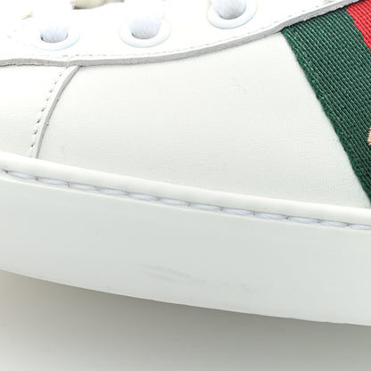 Gucci Calfskin Ayers Bee Embroidered Womens Ace Sneakers 37.5 White Green 9 of 9