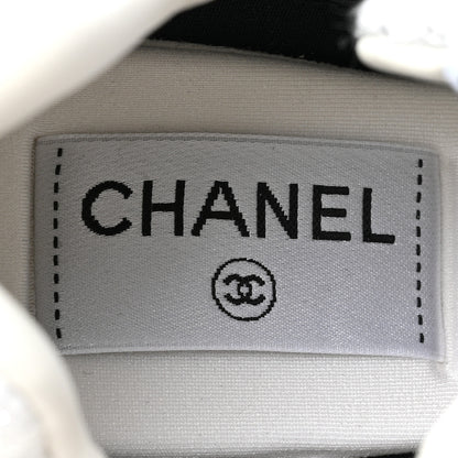 Chanel Painted Iridescent Cotton Tweed Suede Womens CC Sneakers 39 White Silver Multicolor 7 of 9