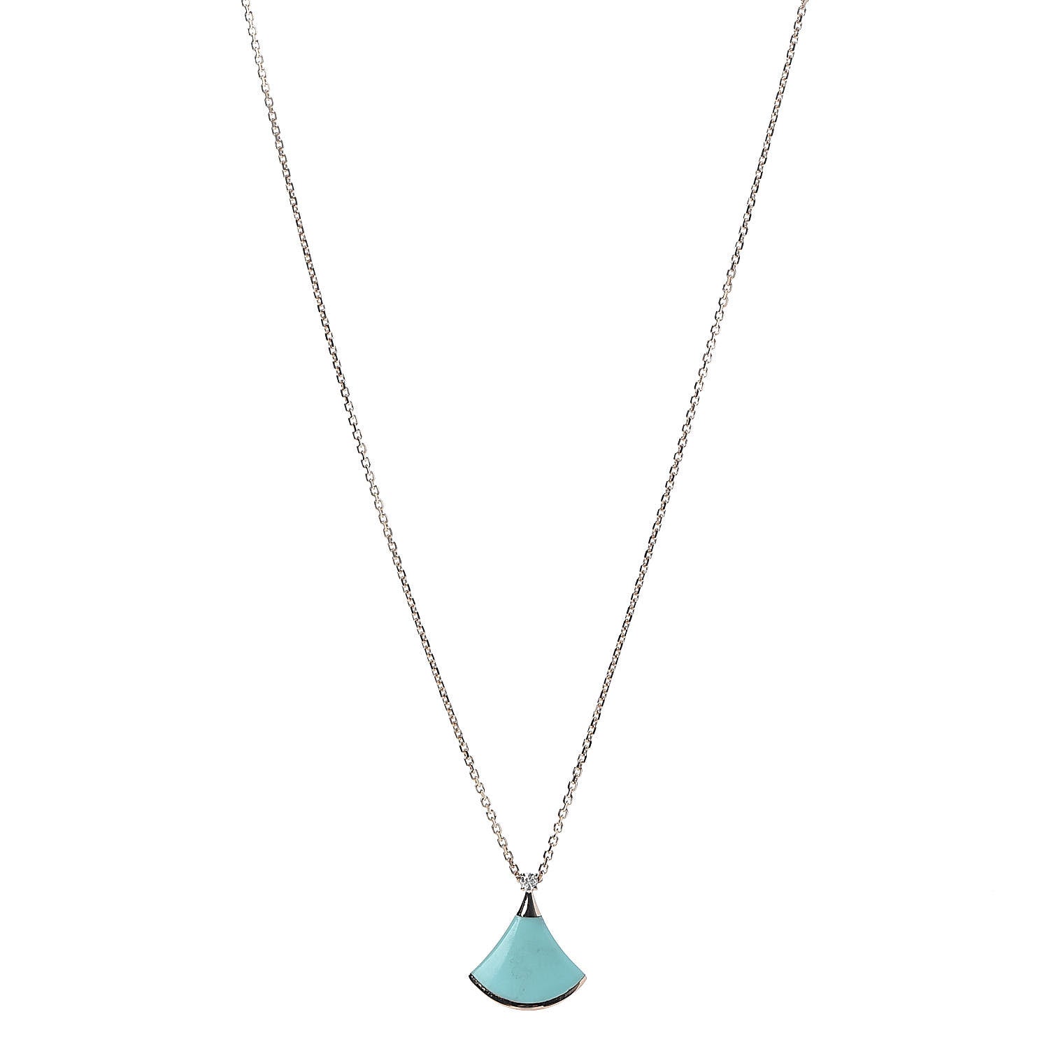 Bulgari 18K Rose Gold Diamond Turquoise Divas' Dream Pendant Necklace 1 of 7