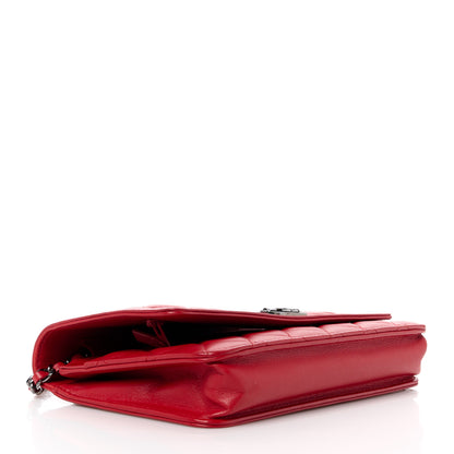 Chanel Lambskin Quilted Boy Wallet On Chain WOC Red 4 of 12