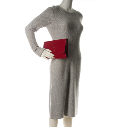 Saint Laurent Textured Patent Monogram Large Belle De Jour Clutch Red 2 of 6