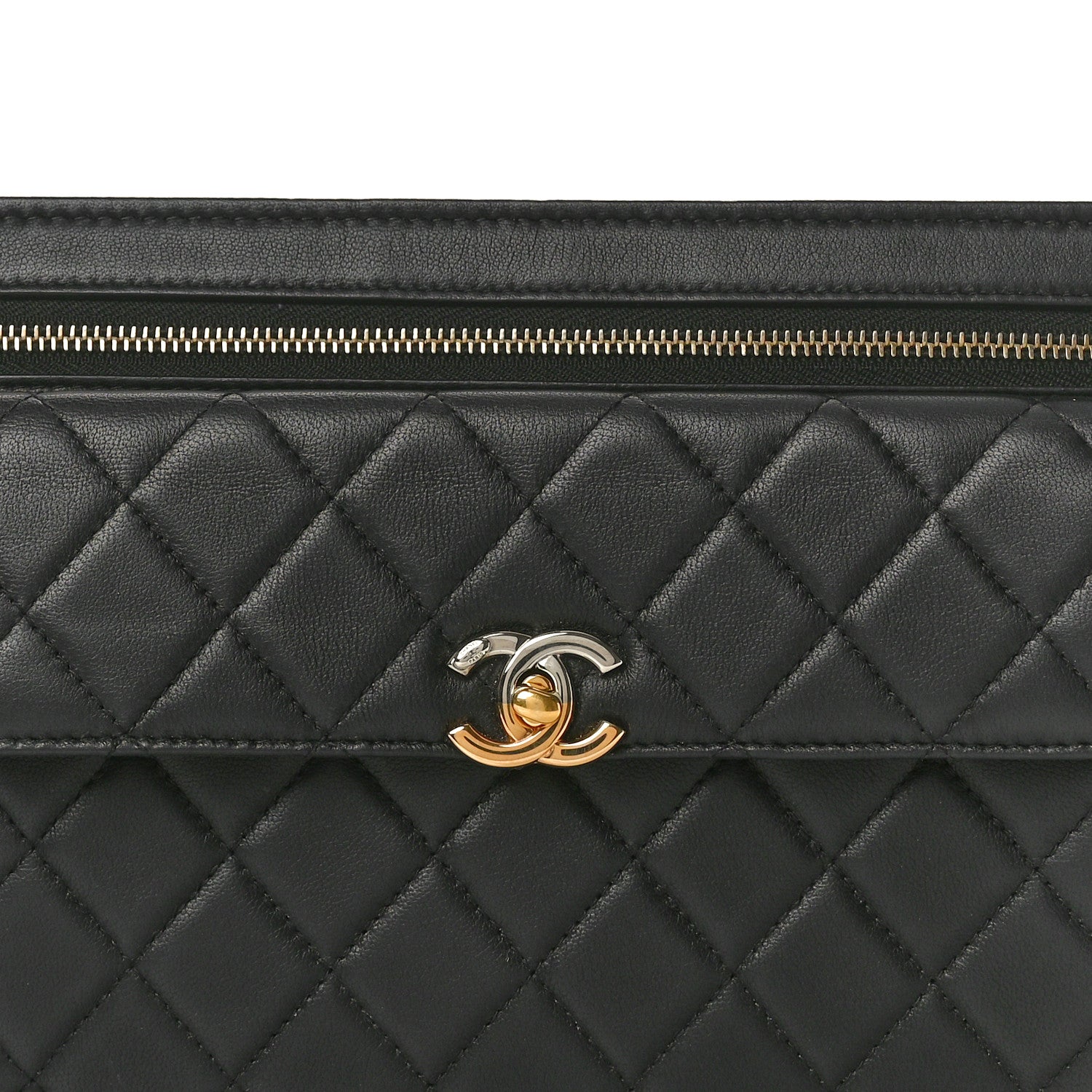 Chanel Lambskin Quilted Wristlet Clutch Black 8 of 9