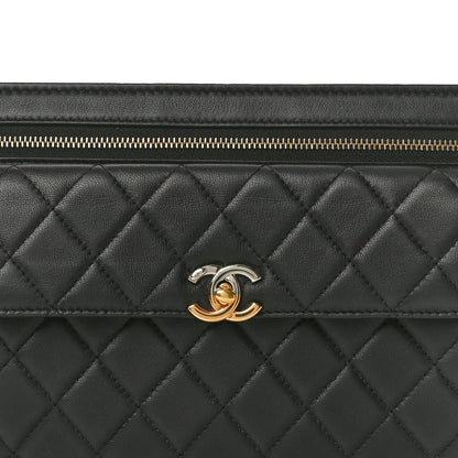 Chanel Lambskin Quilted Wristlet Clutch Black 8 of 9