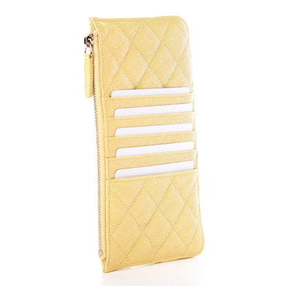 Chanel Iridescent Caviar Quilted Classic Flat Wallet Pouch Yellow 3 of 8