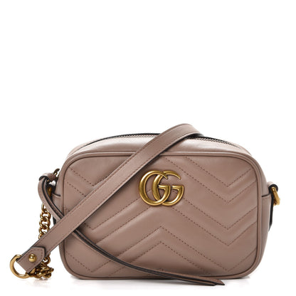 Gucci Calfskin Matelasse Mini GG Marmont Chain Shoulder Bag Nude 1 of 10