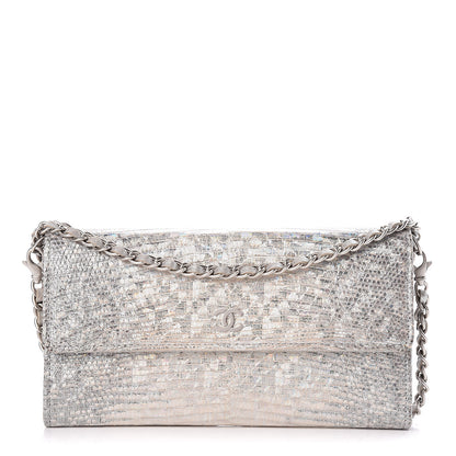 Chanel Iridescent Lizard Wallet With Removable Chain Silver 1 of 10