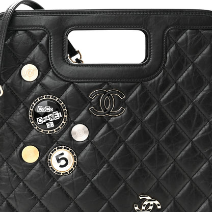 Chanel Aged Calfskin Small Charms Shopping Bag Black 8 of 11