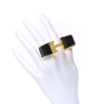 Hermes Enamel Wide Clic Clac H Bracelet GM Black 2 of 7