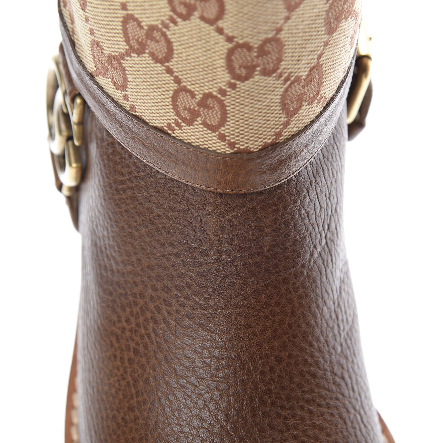 GG Monogram Calfskin Lola Tall Boots 39.5 Beige Ruggine Cuir