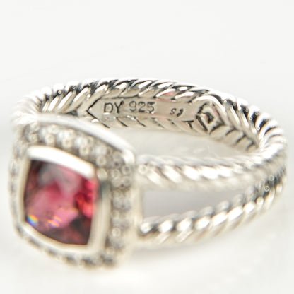 David Yurman Sterling Silver Diamond Pink Tourmaline 7mm Petite Albion Ring 52 6 4 of 5