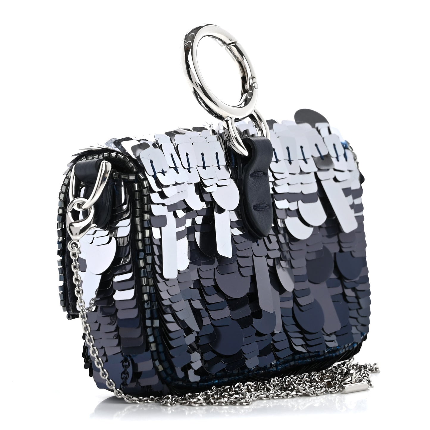 Sequin Paillettes Shiny Nappa Sex and the City Nano Maxi Buckle Baguette Charm Midnight
