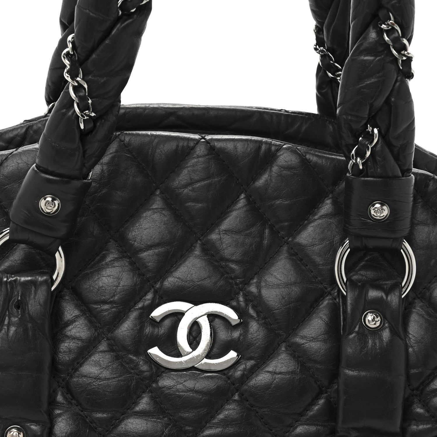 Chanel Lambskin Vintage Ligne Lady Braid Tote Black 10 of 15