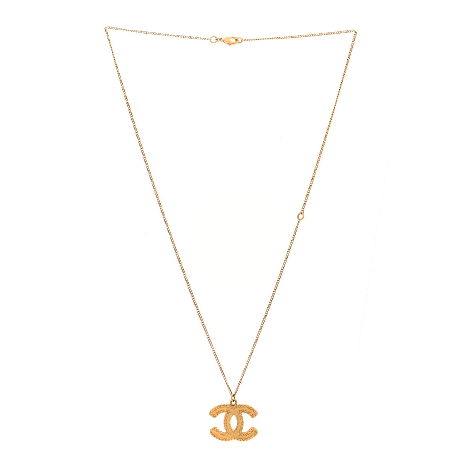 Chanel Metal CC Necklace Matte Gold 3 of 4