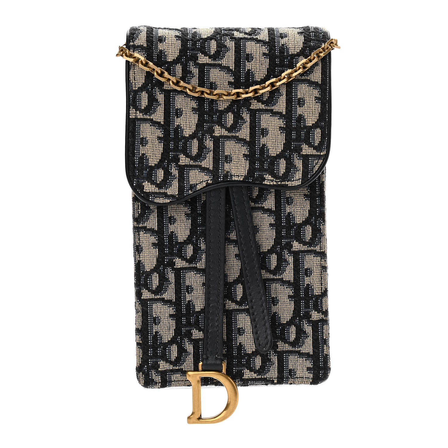 Christian Dior Oblique Saddle Chain Clutch Blue 1 of 9
