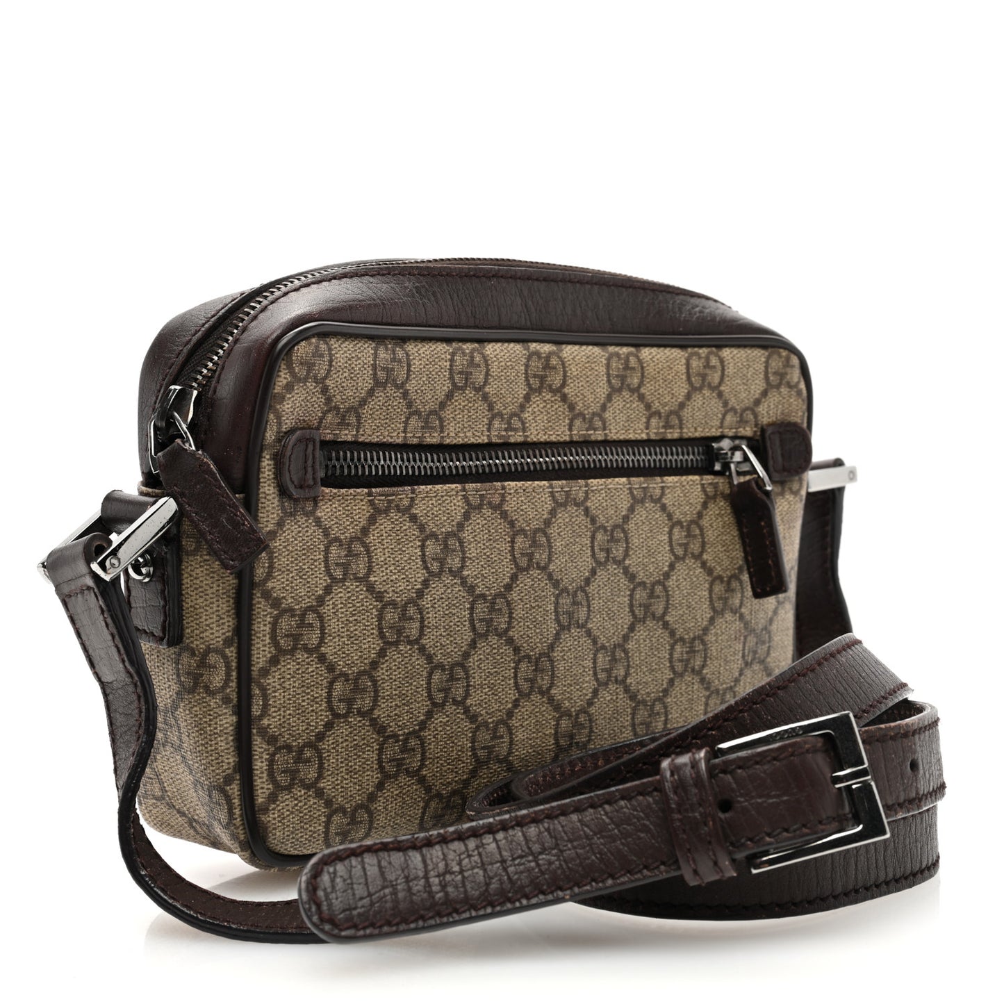 GG Supreme Monogram Canvas Web Shoulder Bag Brown