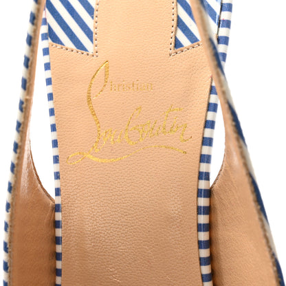 Christian Louboutin Patent Stripes Clare Nodo 80 Pumps 37.5 Jeans White 6 of 11
