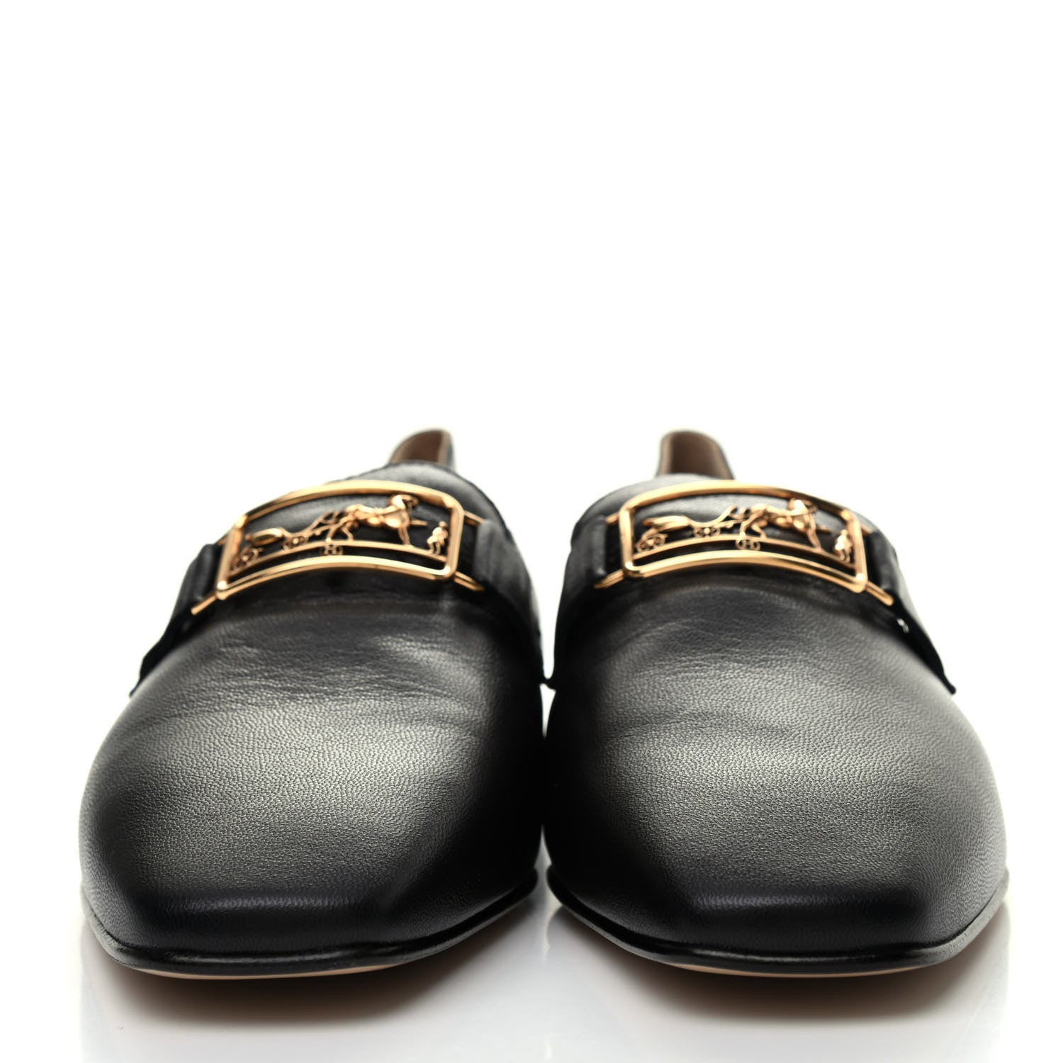 Hermes Goatskin Womens Time Loafers 35.5 Black 2 of 4